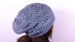 How to Loom Knit a Basket Weave Slouchy Beanie Hat DIY Tutorial [upl. by Wilhelm468]