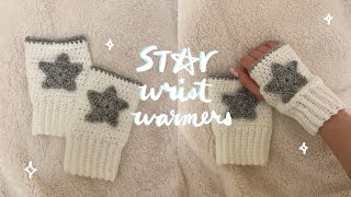 crochet star wrist warmers  easy tutorial ✰ [upl. by Uy]