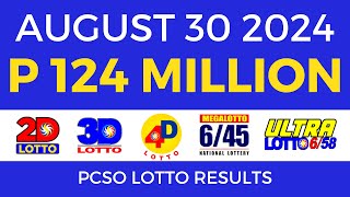 Lotto Result Today 9pm August 30 2024  PCSO Complete [upl. by Naot396]