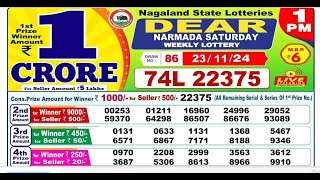 NAGALAND Lottery SAMBAD DEAR EVENING 1 PM RESULT TODAY 23112024 STATE DEAR LOTTER [upl. by Eelinej166]