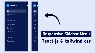 Responsive Sidebar with React js and tailwind css  React js and tailwind css tutorial [upl. by Ticknor]