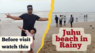 Juhu Choupatty in Rainy  Juhu Beach Mumbai juhuchowpatty streetfood viralvideo mumbaimansoon [upl. by Ellynad]