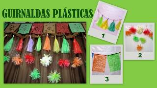 COMO HACER GUIRNALDAS CON BOLSAS DE PLASTICO para fiestas Cumpleaños Navidad 3 ideas fáciles [upl. by Atenik]