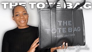 LARGE MARC JACOBS THE TOTE BAG REVIEW  WHAT FITS INSIDE LEATHER VS CANVAS WASTE OF MONEY😩🥴 [upl. by Sikras]