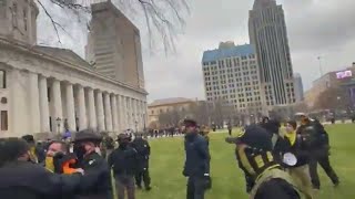 Protesters clash at Ohio Statehouse in Columbus [upl. by Eellah39]