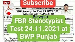 FBR Stenotypist Shorthand test 241121  80 wpm english dictation  M Junaid Khan Stenographer [upl. by Netnert386]