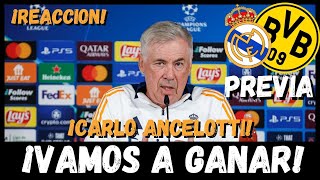 RUEDA DE PRENSA DE CARLO ANCELOTTI Previa REAL MADRID vs BORUSSIA DORTMUND UCL [upl. by Ailama454]