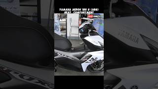 YAMAHA AEROX 155 S ABS SEAT UNDERSEAT COMPARTMENT CAPACITY  DUDE YMARTV [upl. by Nwahshar477]