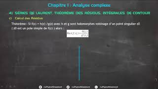 Analyse Complexe 14 Calcul des Résidus Théorème [upl. by Jennifer]