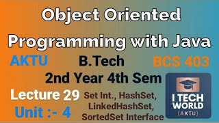 OOPs with Java Unit 4 Lec  29Set HashSet and Linked SortedSetInterfaceTreeSet BTech AKTU 2 Yr [upl. by Downey]