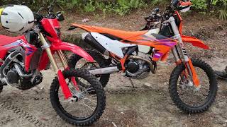 2024 Honda CRF450RL and 2024 KTM 350 EXCF Walk Around motorcycle advriders [upl. by Rillis226]