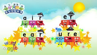 Word Magic  Letter Teams  AIR EAR URE ER  Learn to Spell  officialalphablocks [upl. by Inva]