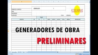 GENERADORES DE OBRA  PRELIMINARES [upl. by Chere]