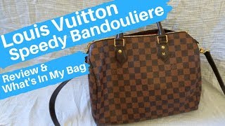 Louis Vuitton Speedy Bandouliere Damier Ebene  Review and Contents [upl. by Enimzzaj968]