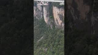 Zhangjiajie Grand Canyon Glass Bridge Bungee Jumping First Person View [upl. by Karney3]