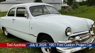 Teel Auctions July 9 Sale of a 1951 Ford Custom Project Car [upl. by Llerdnek]