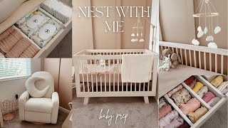 NEST WITH ME FOR BABY ☁️ nursery organization 35 weeks pregnant baby laundry prep for baby girl [upl. by Abdella]