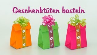 basteln mit Papier Papiertüten  Geschenktüten falten DIY [upl. by Aztilem641]