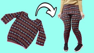 Sewing trick👉How to make comfortable pants from a sweater [upl. by Tennies]