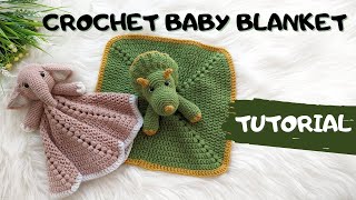 Crochet Lovey Blanket Baby Security Blanket Crochet Tutorial crochetblanket crochetlovey [upl. by Swane110]