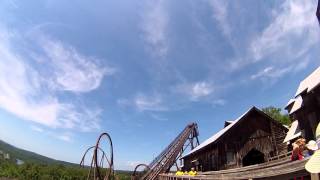 Branson Silver Dollar City Wildfire Roller Coaster 2015 [upl. by Eelirak]