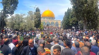 Al AQSA Mosque was filled with worshipers on the last Friday of Ramadanصلاةالجمعة الأخيرة من رمضان [upl. by Yenwat]