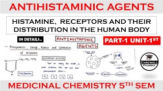 Antihistamine agents  Histamine  Receptors  Part 1 Unit 1  medicinal chemistry 5th semester [upl. by Modern]