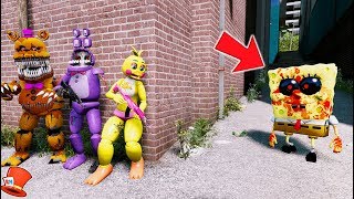 CAN THE ANIMATRONICS HIDE FROM SPONGEBOB EXE GTA 5 Mods FNAF RedHatter [upl. by Odla229]