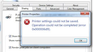 How to Fix Printer Sharing Error quotPrinter Settings not be saved error 0x000006d9quot [upl. by Alemap]