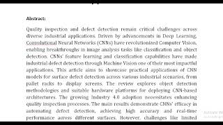 A Comprehensive Review of Convolutional Neural Networks for Defect Detection in Industrial Applicati [upl. by Eidod695]