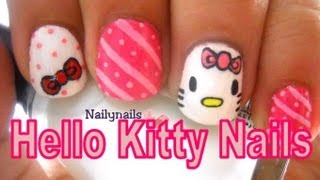 Hello Kitty Nails  Uñas de Hello Kitty [upl. by Anstus]