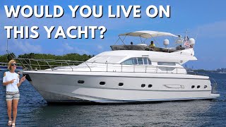 385000 56 Yacht Tour  CanNOT afford a house in MIAMI You Can Live aboard This [upl. by Retxab290]