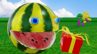 Learn colors with pacman watermelon  Magic pool play [upl. by Katsuyama]