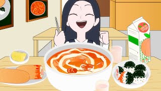 떡볶이 먹방 엽떡 핫도그  Tteokbokki Mukbang  Animation ASMR [upl. by Naerda]