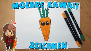 Kawaii Möhre einfach malen für Kinder  ab 5 Jahren  Malen mit Evi  deutsch [upl. by Aihsel]