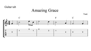 Easy guitar tabs  Amazing Grace  Capotasto Music [upl. by Audsley]