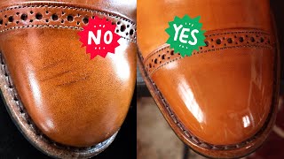 FIXING SCRATCHES IN LEATHERShoe Restoration Tutorial on Allen Edmonds Fifth Avenues [upl. by Velvet570]