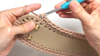 타원형 가죽 바닥 뜨기  How to Crochet a Bag with Leather Bottom [upl. by Nodnnarb]