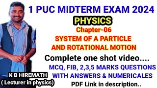 1 puc physics system of a particle and rotational motion important questions midterm examination [upl. by Hallagan341]