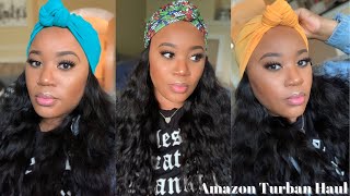 Affordable Amazon Turban Haul 😍 Must Haves  Water Wave Headband Wig TryOn [upl. by Annissa]