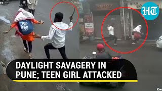 Pune Man Armed With Machete Chases Girl Watch How Locals Overpowered Him [upl. by Ridinger]