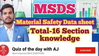 MSDS  MSDS 16 section knowledge  MSDS के सभी 16 Section की जानकारी 🔥🔥🔥 [upl. by Safko452]