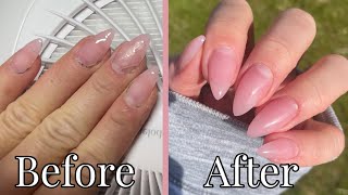 Gross to Gorgeous How to Fill Nails with Builder Gel at Home 😮 [upl. by Samuella]