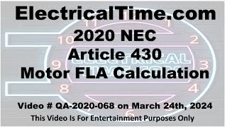 2020 NEC Article 430 Motor FLA Calculation Video 2001068 [upl. by Ahsilat]