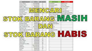 Mencari Stok Barang Habis dan Barang Masih di Excel [upl. by Ydoow923]