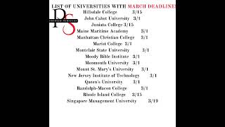 LIST OF SCHOOLS WITH MARCH DEADLINES deadline scholarship SchoolApplicationDeadlines applyNow [upl. by Ycaj]