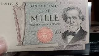 Banconota 1000 Lire Italiane Giuseppe Verdi II Collezione Cartamoneta Numismatica [upl. by Roskes]