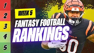 🔥 MUST USE RANKINGS for Week 5 Fantasy Football 🚀  Fantasy Football Rankings [upl. by Michiko629]