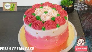 How to decorate a cake with whipped cream Fresh cream cake recipe Birthday cake by Delicious food [upl. by Notnerb705]