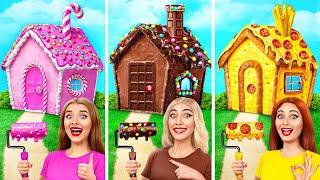 One Colored House Challenge  Sweets vs Chocolate vs Fast Food by Multi DO Smile [upl. by Heall]